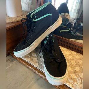 VANS Off the Wall Mid‎ Top Sneakers Black and Teal TB4R Skater Streetwear Mens 9